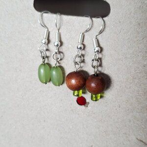 2 Pair of Silver Tone Hook Bead Dangle Earrings Tony Alexander Jewelry Lot Style